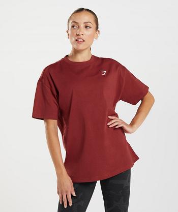 T Shirts Gymshark Entrenamiento Oversized Mujer Rojas | CO 2263VRW